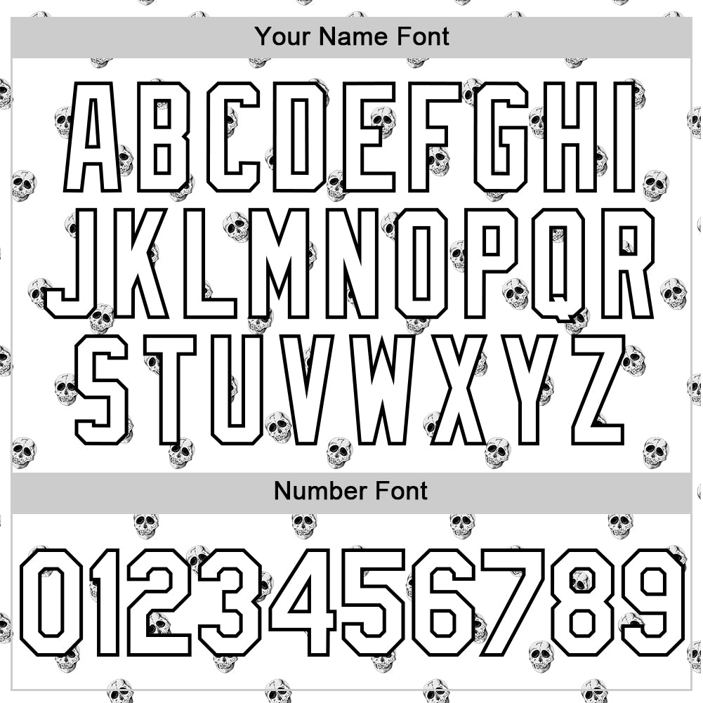 Custom White Black 3D Skull Authentic Baseball Jersey