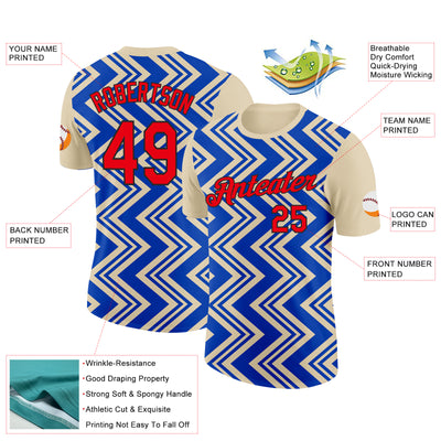 Custom Cream Fire Red Thunder Blue-Black 3D Esports Performance T-Shirt