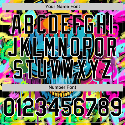 Custom Black White 3D Graffiti Skull Authentic Baseball Jersey