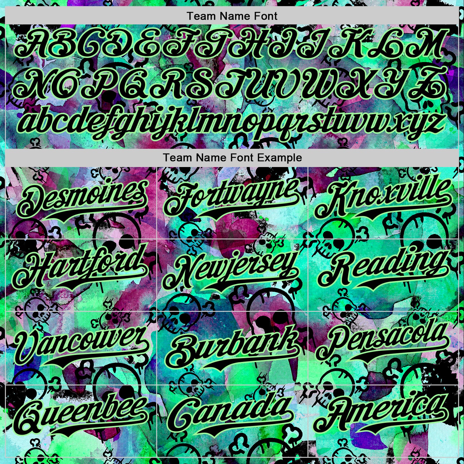 Custom Pea Green Black 3D Graffiti Skull Authentic Baseball Jersey