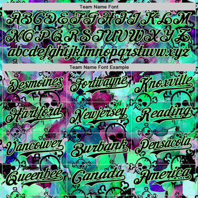 Custom Pea Green Black 3D Graffiti Skull Authentic Baseball Jersey