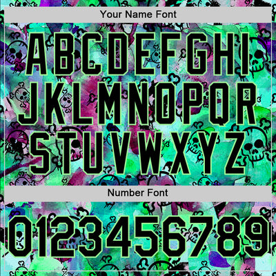 Custom Pea Green Black 3D Graffiti Skull Authentic Baseball Jersey