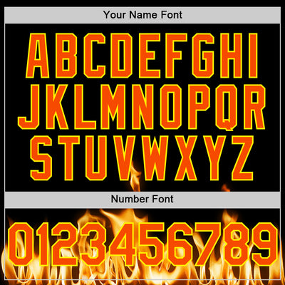 Custom Black Orange-Light Yellow 3D Flame? Skull Authentic Baseball Jersey