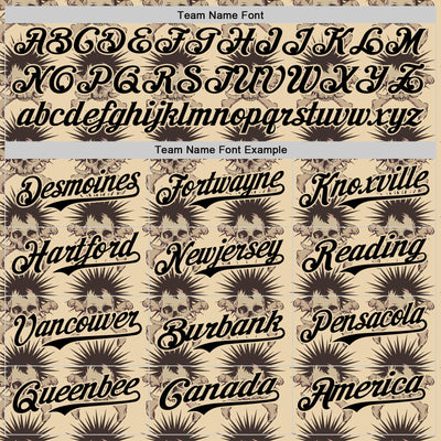 Custom City Cream Black 3D Skull Authentic Baseball Jersey