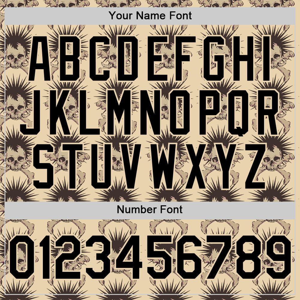 Custom City Cream Black 3D Skull Authentic Baseball Jersey