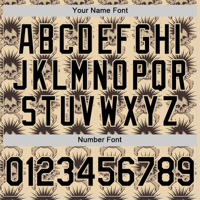 Custom City Cream Black 3D Skull Authentic Baseball Jersey