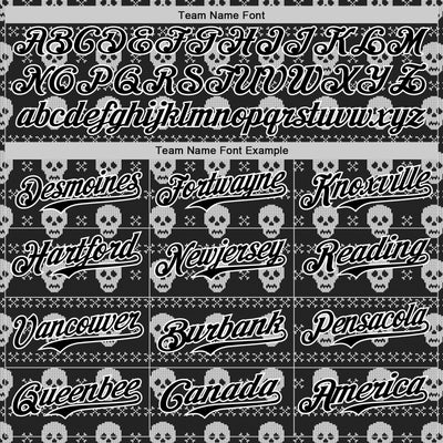 Custom Black White 3D Gothic Skull Authentic Baseball Jersey
