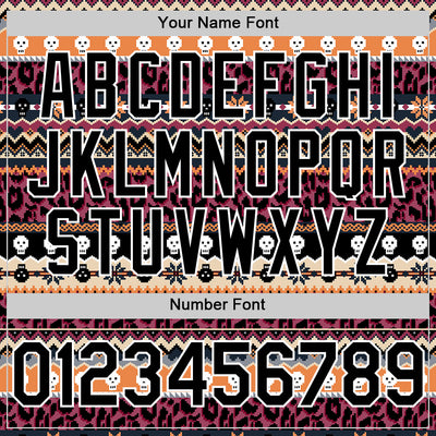 Custom Black White 3D Skull And Leopard Print Authentic Baseball Jersey