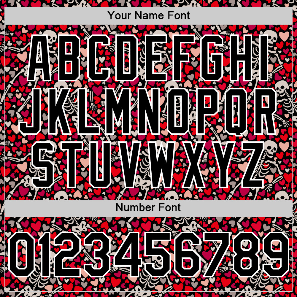 Custom Black White 3D Skeleton And Heart Authentic Baseball Jersey