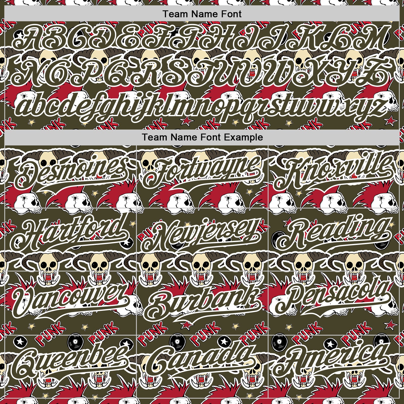 Custom Olive White 3D Punk Rock Skull Authentic Baseball Jersey