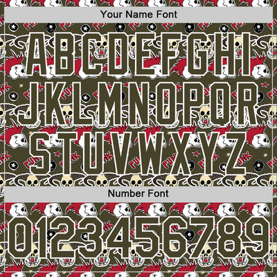 Custom Olive White 3D Punk Rock Skull Authentic Baseball Jersey