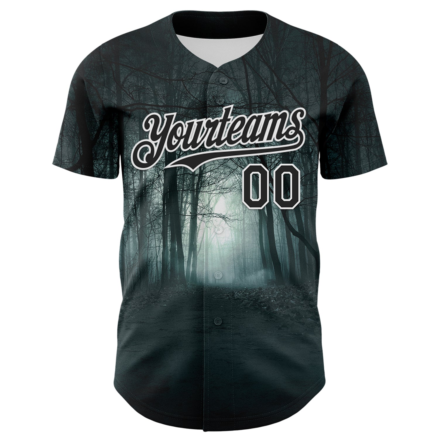 Custom Black White 3D Spooky Skull Authentic Baseball Jersey