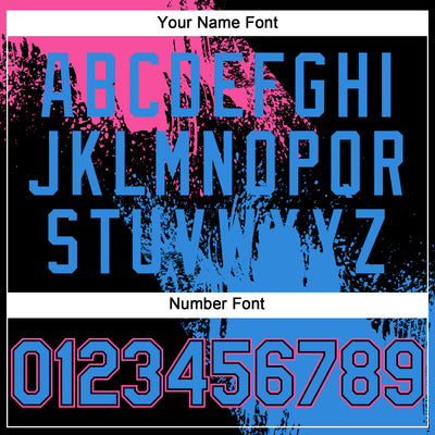 Custom Pink Electric Blue-Black 3D Pattern Design Abstract Brush Stroke Authentic Baseball Jersey