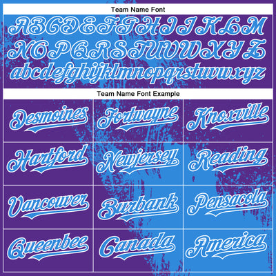 Custom Electric Blue Purple-White 3D Pattern Design Abstract Brush Stroke Authentic Baseball Jersey