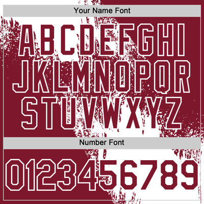 Custom White Crimson 3D Pattern Design Abstract Brush Stroke Authentic Baseball Jersey