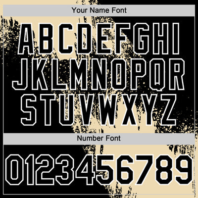 Custom Cream Black-White 3D Pattern Design Abstract Brush Stroke Authentic Baseball Jersey