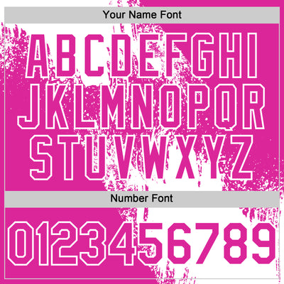 Custom White Deep Pink 3D Pattern Design Abstract Brush Stroke Authentic Baseball Jersey