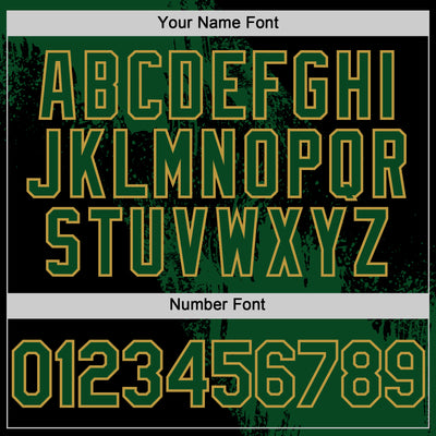 Custom Green Black-Old Gold 3D Pattern Design Abstract Brush Stroke Authentic Baseball Jersey