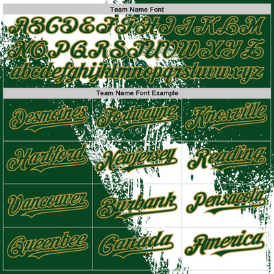 Custom White Green-Old Gold 3D Pattern Design Abstract Brush Stroke Authentic Baseball Jersey