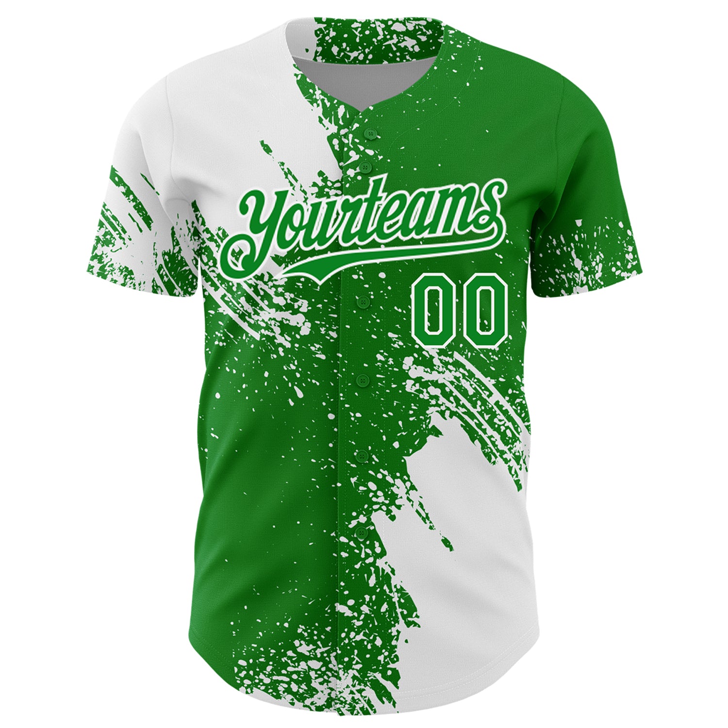 Custom White Grass Green 3D Pattern Design Abstract Brush Stroke Authentic Baseball Jersey