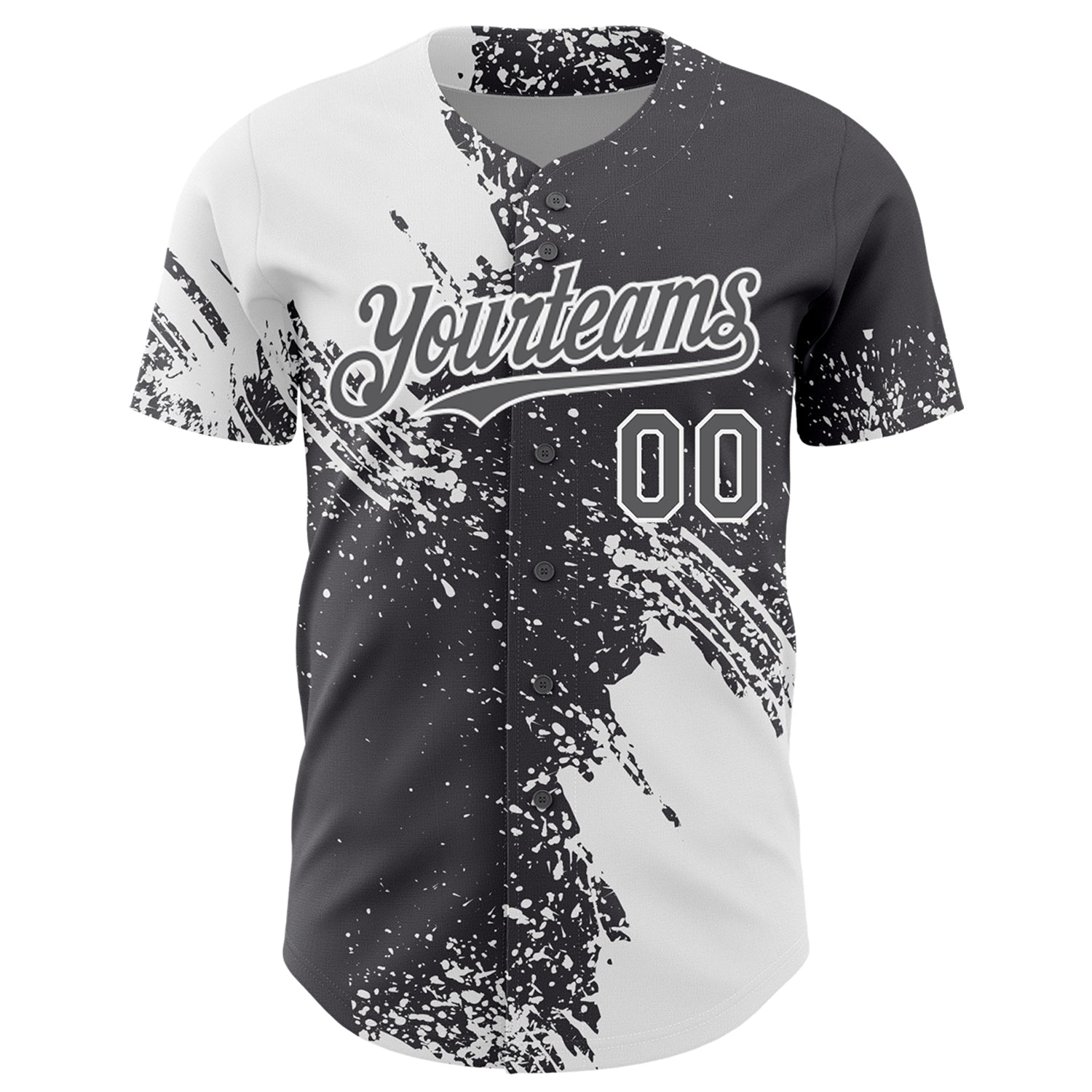 Custom White Steel Gray 3D Pattern Design Abstract Brush Stroke Authentic Baseball Jersey