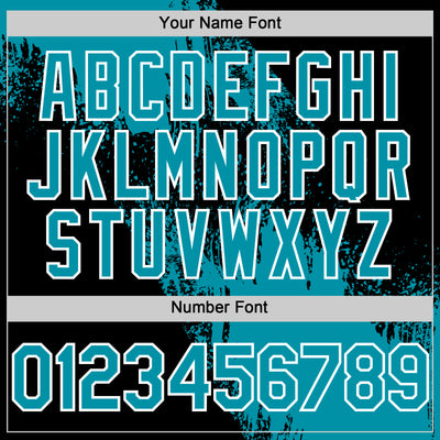 Custom Teal Black-White 3D Pattern Design Abstract Brush Stroke Authentic Baseball Jersey