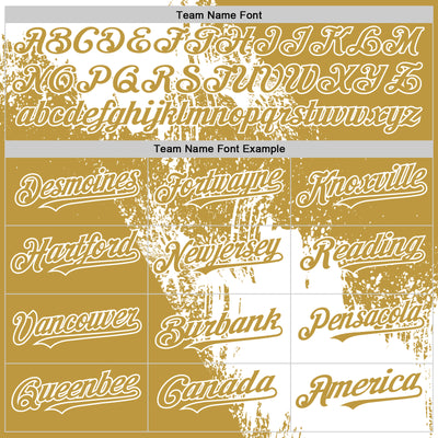 Custom White Old Gold 3D Pattern Design Abstract Brush Stroke Authentic Baseball Jersey