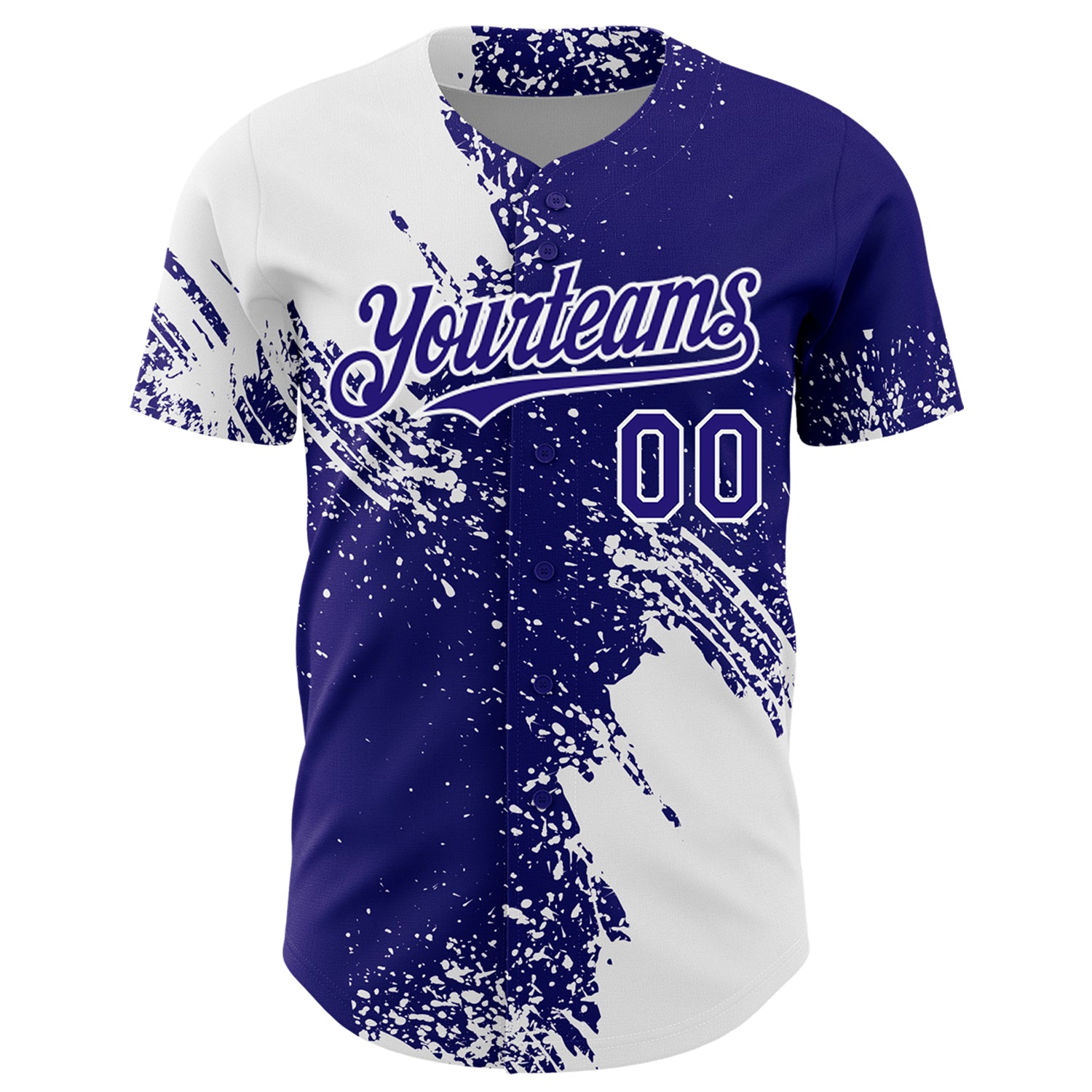 Custom White Dark Purple 3D Pattern Design Abstract Brush Stroke Authentic Baseball Jersey