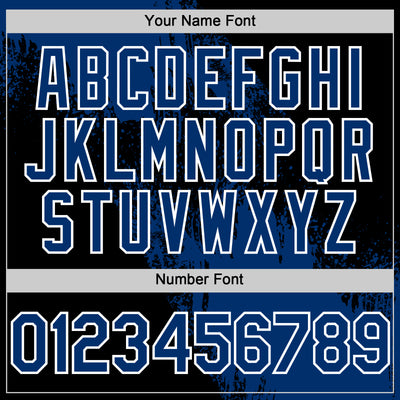 Custom US Navy Blue Black-White 3D Pattern Design Abstract Brush Stroke Authentic Baseball Jersey