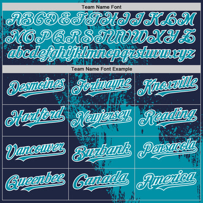 Custom Teal Navy-White 3D Pattern Design Abstract Brush Stroke Authentic Baseball Jersey