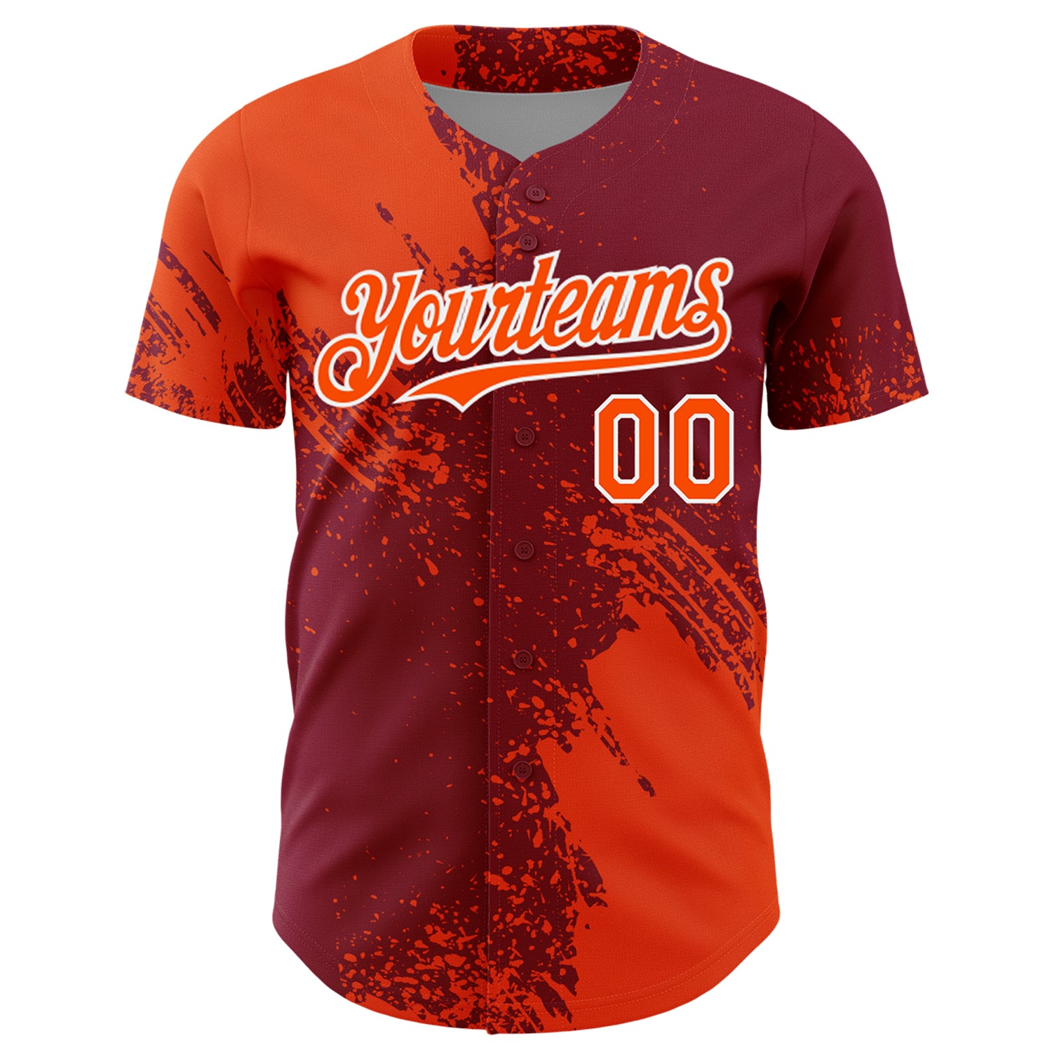 Custom Orange Crimson-White 3D Pattern Design Abstract Brush Stroke Authentic Baseball Jersey