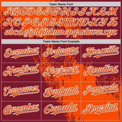 Custom Orange Crimson-White 3D Pattern Design Abstract Brush Stroke Authentic Baseball Jersey