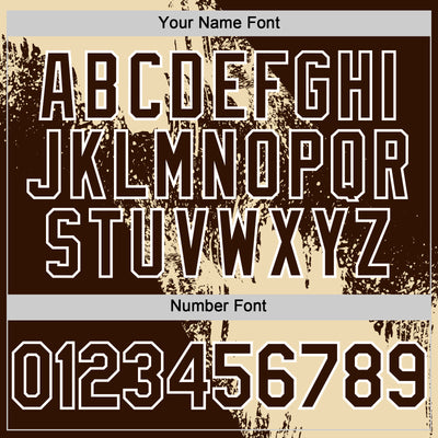 Custom Cream Brown-White 3D Pattern Design Abstract Brush Stroke Authentic Baseball Jersey