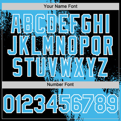 Custom Sky Blue Black-White 3D Pattern Design Abstract Brush Stroke Authentic Baseball Jersey