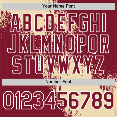 Custom Cream Crimson-White 3D Pattern Design Abstract Brush Stroke Authentic Baseball Jersey