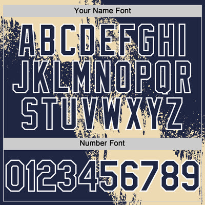 Custom Cream Navy-White 3D Pattern Design Abstract Brush Stroke Authentic Baseball Jersey