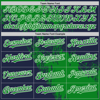 Custom Grass Green Navy-White 3D Pattern Design Abstract Brush Stroke Authentic Baseball Jersey