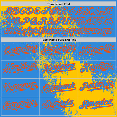 Custom Yellow Electric Blue-Orange 3D Pattern Design Abstract Brush Stroke Authentic Baseball Jersey