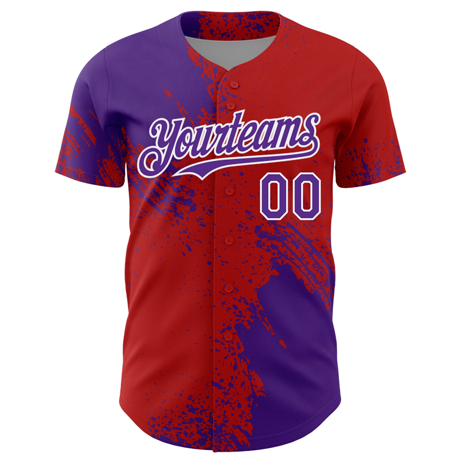 Custom Purple Red-White 3D Pattern Design Abstract Brush Stroke Authentic Baseball Jersey