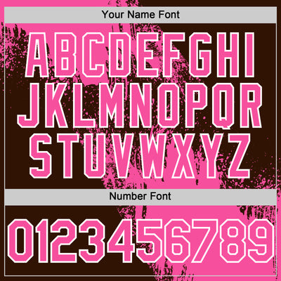 Custom Pink Brown-White 3D Pattern Design Abstract Brush Stroke Authentic Baseball Jersey