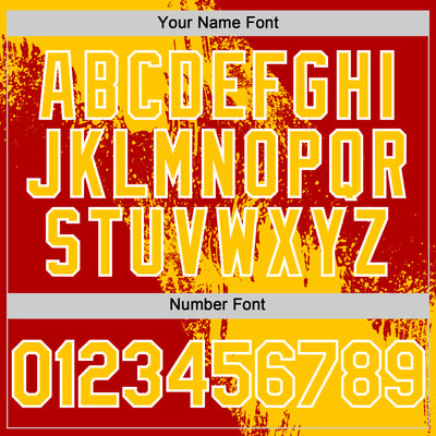 Custom Yellow Red-White 3D Pattern Design Abstract Brush Stroke Authentic Baseball Jersey