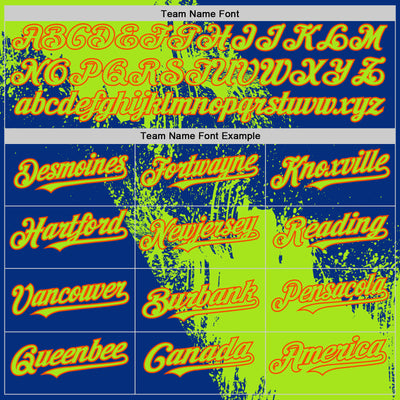 Custom Neon Green Royal-Orange 3D Pattern Design Abstract Brush Stroke Authentic Baseball Jersey