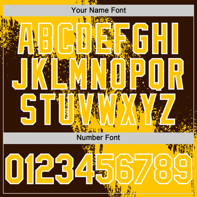 Custom Yellow Brown-White 3D Pattern Design Abstract Brush Stroke Authentic Baseball Jersey