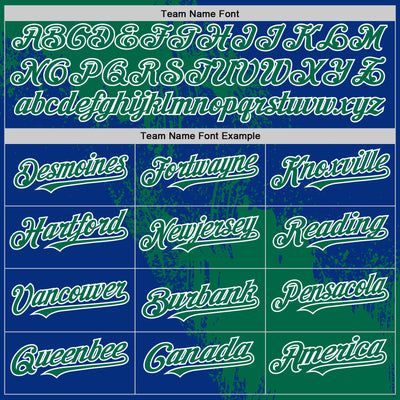 Custom Kelly Green Royal-White 3D Pattern Design Abstract Brush Stroke Authentic Baseball Jersey