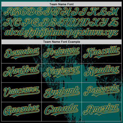 Custom Midnight Green Black-Old Gold 3D Pattern Design Abstract Brush Stroke Authentic Baseball Jersey