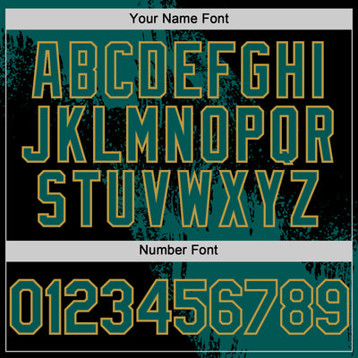 Custom Midnight Green Black-Old Gold 3D Pattern Design Abstract Brush Stroke Authentic Baseball Jersey