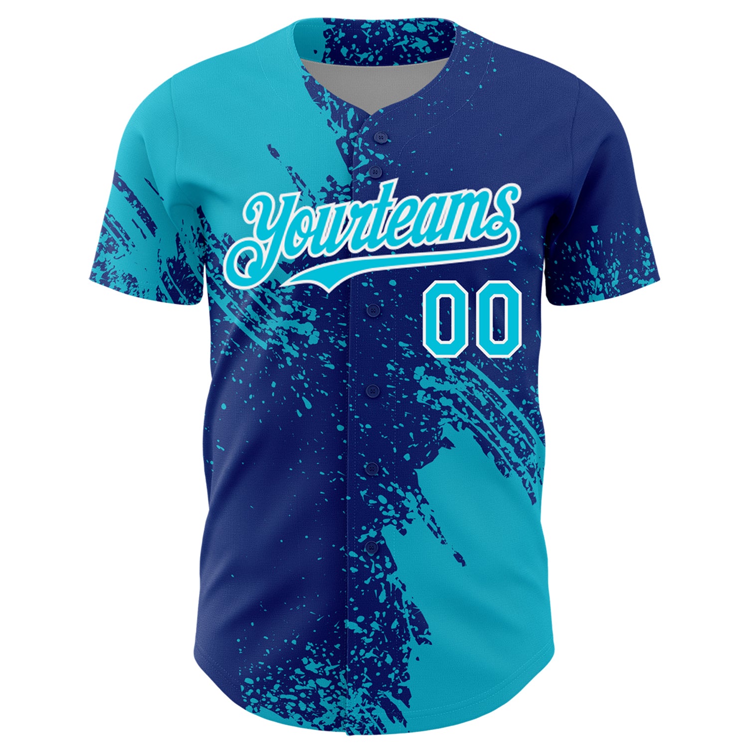 Custom Lakes Blue Royal-White 3D Pattern Design Abstract Brush Stroke Authentic Baseball Jersey