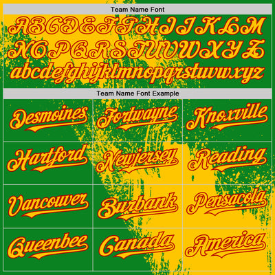 Custom Yellow Grass Green-Red 3D Pattern Design Abstract Brush Stroke Authentic Baseball Jersey