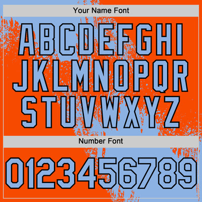 Custom Light Blue Orange-Black 3D Pattern Design Abstract Brush Stroke Authentic Baseball Jersey