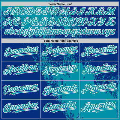 Custom Teal Royal-White 3D Pattern Design Abstract Brush Stroke Authentic Baseball Jersey